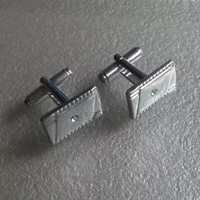 £9.99 • Buy Cufflinks Cuff Links New Silvertone Metal Diamante Stone