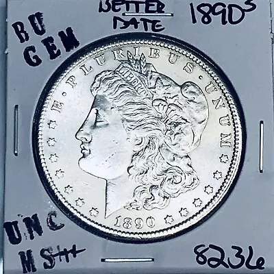 1890 S Bu Gem Morgan Silver Dollar Unc Ms++ Genuine U.s. Mint Rare Coin 8236 • $21.50