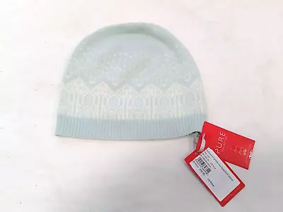 Pure Collection Cashmere Fairisle Beanie Hat Opal/Soft White • £15