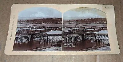 Ludden Stereoview Tacoma Washington Bridge Mount Tacoma From Hotel Rainer Tahoma • $39.50
