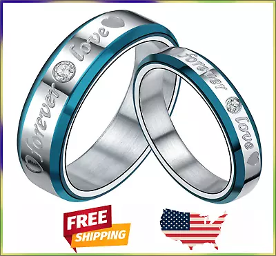 Juego De Anillos De Promesa Para Pareja Forever Love Heart Anillos Banda De Boda • $24.99