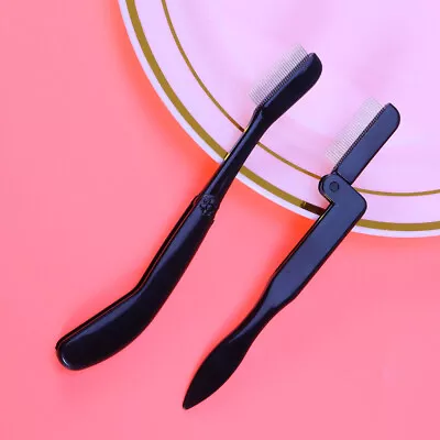  2 PCS Foldable Eyelash Comb Makeup Brush Tools Curved Eyebrow Stainless Steel • £7.85