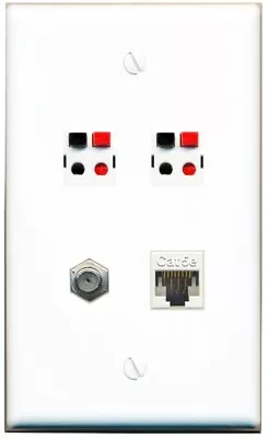 1 Port CAT5E COAX 2 SPEAKER Wall Plate • $21.19