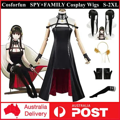 Anime SPY×FAMILY Yor Forger Costume Cosplay Wig Women Sexy Party Dress Outfits • $20.02