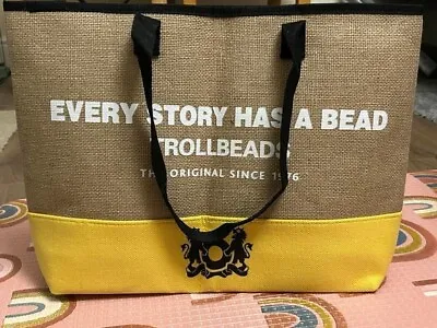 Trollbeads China Limited Jute And Yellow Canvas Tote Shoulder Bag • £35