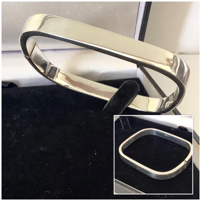 £3.99 • Buy Vintage Jewellery 925 Solid Silver Plain Square Bangle Bracelet