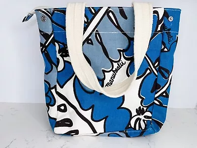 Manuhealii Blue And White Canvas Tote Two Strap Zip Top 12x12” • $69.99