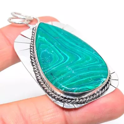 Natural Malachite Gemstone Handmade 925 Sterling Silver Pendant 2.64  Love M993 • $6.99