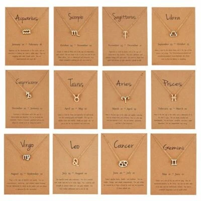 $4.95 • Buy Zodiac Star Sign Necklace Charm Pendant Jewellery Gold Chain Horoscope Astrology