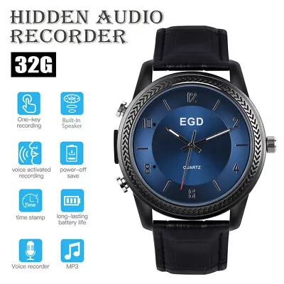 32GB Voice Recorder Watch Secret MP3 Audio Recorder Dictaphone Audio Recorder • $28.55