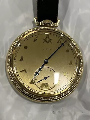 Elgin Masonic Pocket Watch W Original Fob  • $725