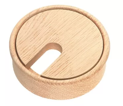 Wooden Oak Cable Outlet Grommet Tidy - 80 Mm Ø - Cable Management Unfinished • £13.96