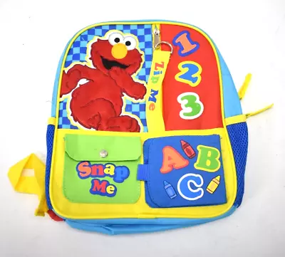 Sesame Street Elmo Backpack Kids Interactive Bag 12  Zip Closure Preschool • $14.99