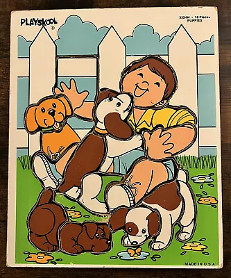 Vintage Playskool Puppies Wooden Puzzle 335-04 18 Pieces • $14.90