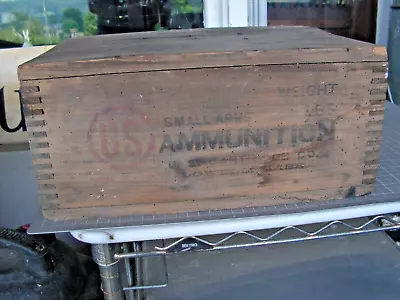 Vintage 1920's US Lesmok NRA 22 Ammo Dovetail Wooden Crate Box -Lowell Mass • $55