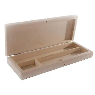 £10.95 • Buy Wooden 3 Sections Pencil Box Crayons Dividers Holder Gift Case| 22 X 8.5 X3.2 Cm