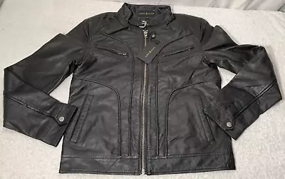 Barney & Taylor Mens Small Black Cafe Racer Style Leather Jacket Rrp £450 • $223.79