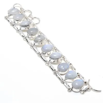 Rainbow Moonstone Gemstone Handmade 925 Sterling Silver Jewelry Bracelet Sz 7-8  • $11.99