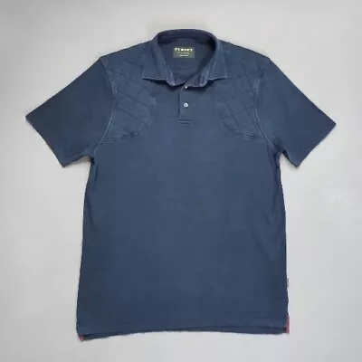 James Purdey Padded Sporting Polo Shirt Medium P2P20.5  Wash Blue Cotton Tencel • £45