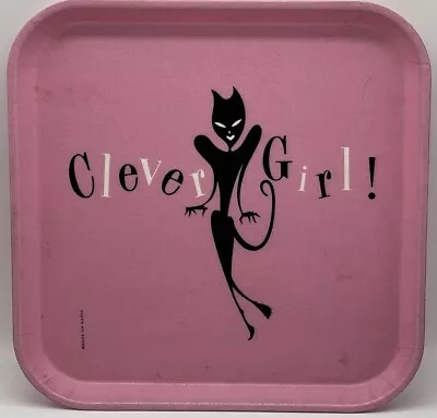 Vintage Camtray Kitschy Black Cat Lady Pink Collectible Tray Retro Atomic Rare • $84.99