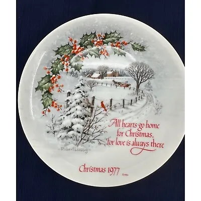 Christmas 1977 Holiday Plate Robert Laessig All Hearts Go Home Horse Sleigh VTG • $17