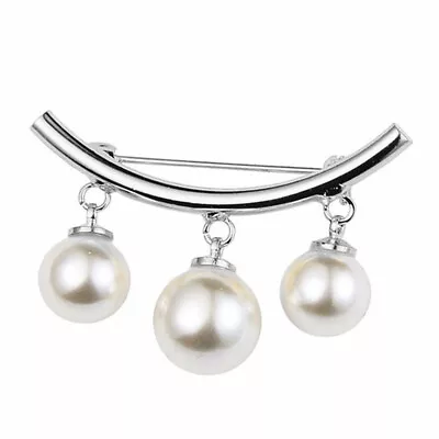 Fashion Pearl Fixed Strap Charm Safety Pin Brooch Sweater Cardigan Clip Cha` SUM • £3.89