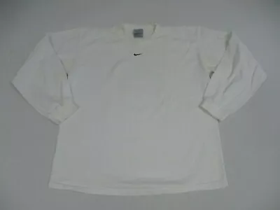 Vintage Nike Shirt Men's Size Large White Solid Center Swoosh Check Long Sleeve • $29.88