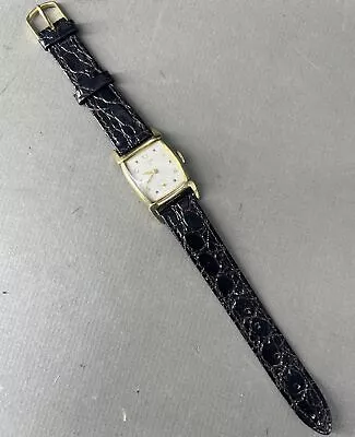 Vintage Elgin Men's Mechanical Wristwatch With Original Black Band • $24.99