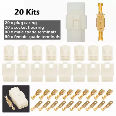 20 Kits Wire Connectors 4 Pin 6.3mm Plug Socket Male Female Terminal W Housing • $16.99