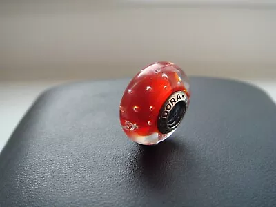 Genuine Pandora Murano Red Fizzle Glass S925 Ale Glass Bead Charm 791631CZ • £0.99