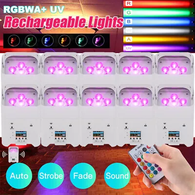 8X 108W RGBWA+UV LED Par Light Wireless DMX WiFi APP DJ Light Build-in Battery • $29.99