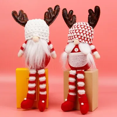 Mr & Mrs Father Christmas With Reindeer Antlers Gonk Decoration Ornaments • £6.99