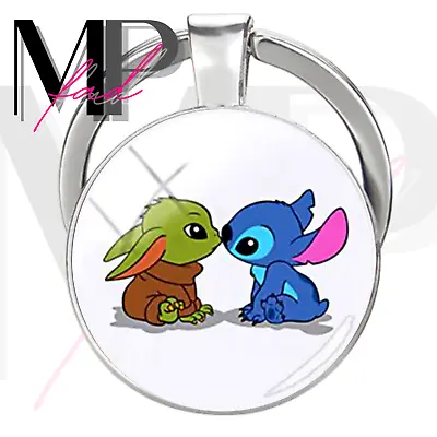 Mandalorian Keychain Ring Fob Holder Lanyard Car Home Baby Yoda STITCH KISSES • $9.98