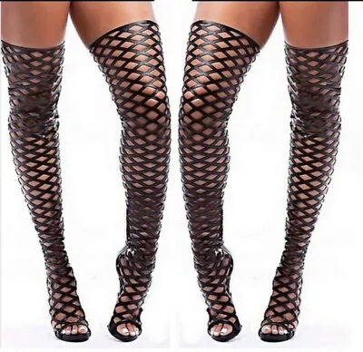 Summer Womens High Heels Gladiator Hollow Out Over Knee Thigh Boots Sandal Prom • $102.15