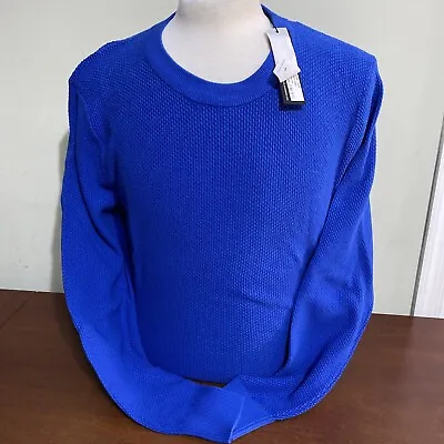 J Lindeberg Men's OLIVER STRUCTURE SWEATER GOLF FMKW06430 O346 Blue Medium NEW • $79.99