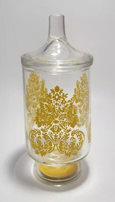 Vintage 1970's Glass Apothecary Jar Yellow Floral Max Factor Candle • $5.99