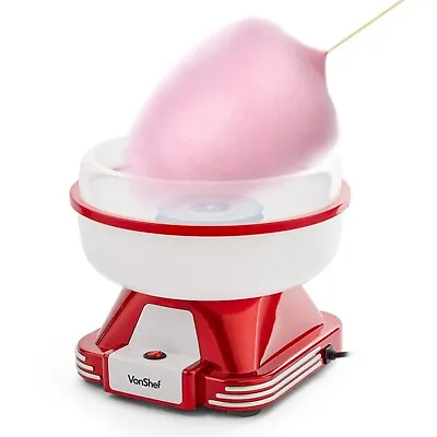 Candy Floss Machine Red - VonShef Cotton Candy Maker W/ Candyfloss Stick – 500W • £34.99