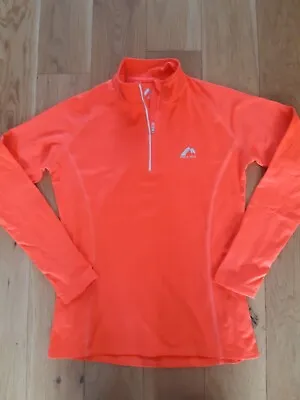 More Mile Womens Orange Sports Top Long Sleeved With Quarter Zip. Size 8 • £7.50