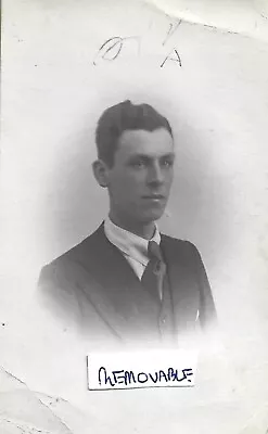 Vintage Old Photograph Dapper Young Man Suit Tie Clean Shaven 1910's • $3.73