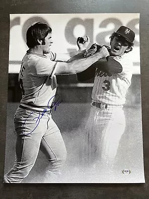 Pete Rose Reds Signed Autograph 16 X 20 Bud Harrelson Fight Photo PSA DNA *37 • $64.99