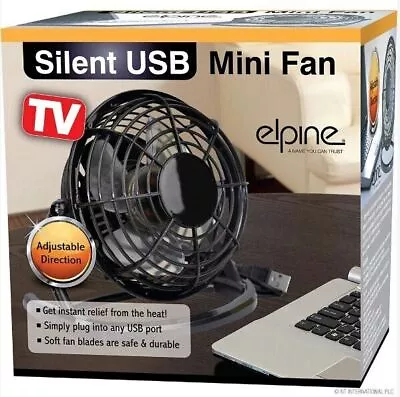 Elpine Mini Portable USB Powered Desk Office Computer PC Mac Laptop Table Fan • £6.29