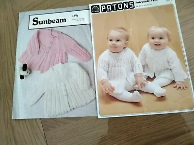 2 Knitting Patterns For Baby's Matinee Coats & Jackets In 4 Ply Yarn  Used • £1.15