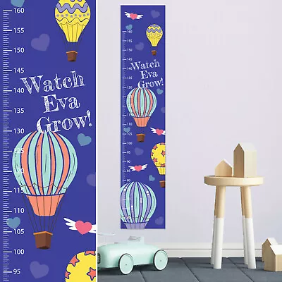 Personalised FABRIC Height Growth Chart Kids Travel Hot Air Balloon Name DOB • £17.34