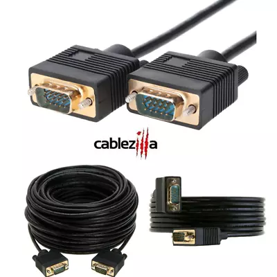 SVGA Cable Male To Male Monitor Cord PC Super VGA 3 6 10 15 25 30 50 100 FT Lot • $5.45