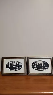 Vintage Pair Of Silhouette Pictures  3D Curved Hand Made & Signed By Artist! • $28