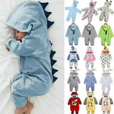 Infant Newborn Baby Girl Boy Warm Cute Bodysuit Hooded Romper Jumpsuit Outfits • $20.39