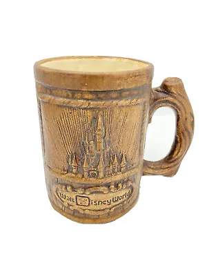 Vintage Walt Disney 3d Wood Mug Stein Coffee Classic Logo Castle 90s • $19.97