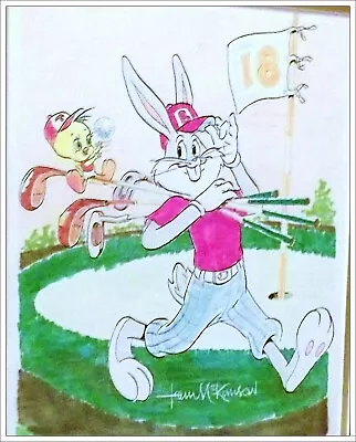 1of1 Framed Drawing Bugs Bunny Tweety SIGNED Animation Legend Tom McKimson COA • $449.99