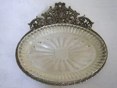 Matson Soap Dish W/Glass Insert Style #K771 Ormolu Oval Shape 2 Pieces Vintage • $22.95