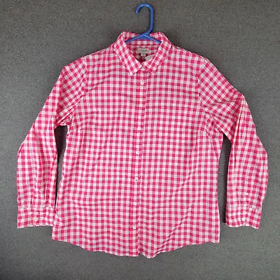 J Crew XL Pink White Gingham Plaid Lightweight Cotton Buttoned Shirt 1050 • $24.99